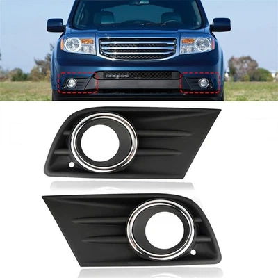 Front Bumper Fog Light Cover w/Chrome Ring Left Right For Honda Pilot 12-2015 US Foto 1 de 4
