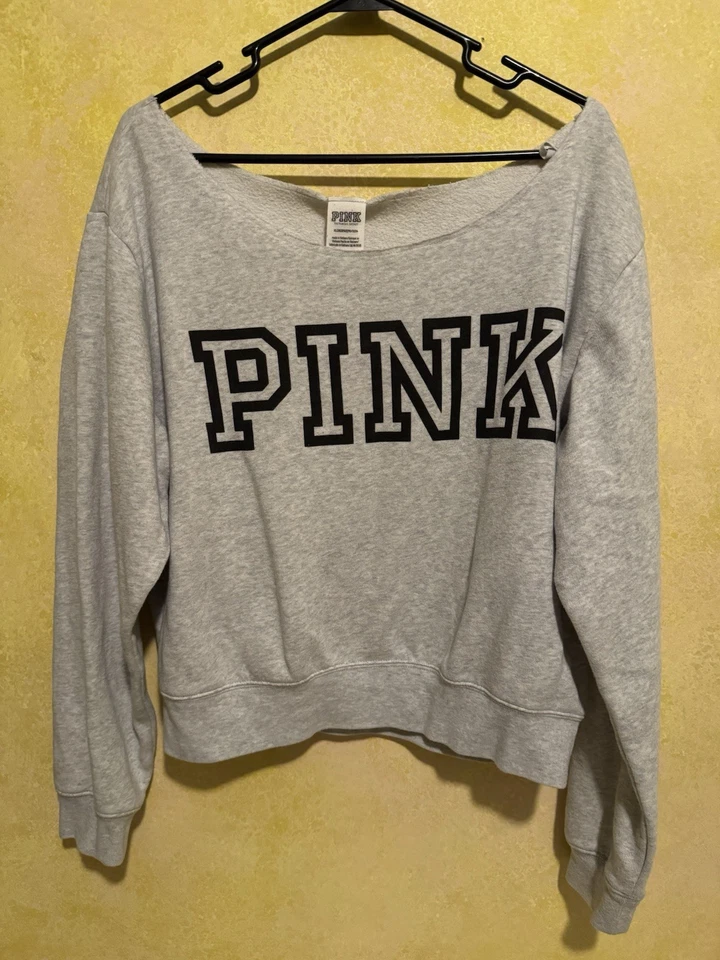 ROSA Victoria’s Secret Gris Fuera del Hombro Pull Over Sudadera XL Foto 1 de 4
