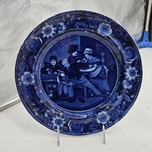 The Valentine Wilkie Designs blau Staffordshire Teller Clews um 1825 Transferware - Bild 1 von 5