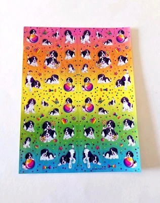 Adesivos antigos Lisa Frank S692 filhotes de violeta e veludo spaniel folha completa micro - Imagem 1 de 3