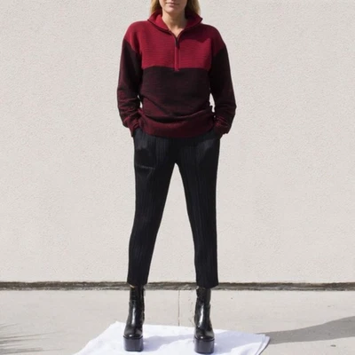 NAGNATA Zhen Jumper XS Red Black Organic Cotton High Neck Sweater Yoga Lounge - Image 1 of 4