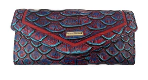 Cartera Brahmin Veronica Triple Sobre Cuero Vista Azul Vanzant Rojo Nueva - Imagen 1 de 9