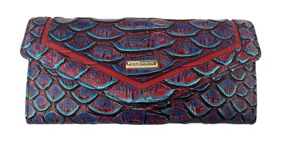 Cartera Brahmin Veronica Triple Sobre Cuero Vista Azul Vanzant Rojo Nueva Foto 1 de 4