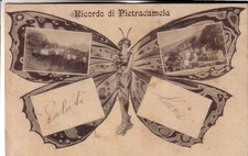 PIETRACAMELA VIAGGIATA 1915 CARTOLINA DONNA FARFALLA  BELLA