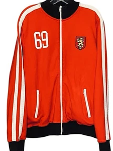 LUCKY BRAND MENS ORANGE SOCCER KNIGHTSBRIDGE FULL ZIP JACKET VINTAGE INSPIRED XL - Picture 1 of 5