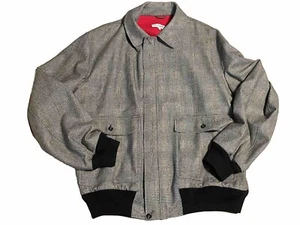 Vintage Bullock & Jones Jacket Mens XL Bomber 100% Wool Glen Plaid Made In Italy - Picture 1 of 10