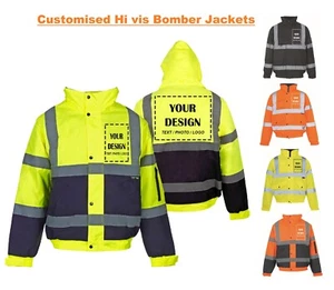 Personalisierte Hi Vis wasserdichte Sicherheit Bomberjacke wattiert Sicherheit Arbeitskleidung - Bild 1 von 17