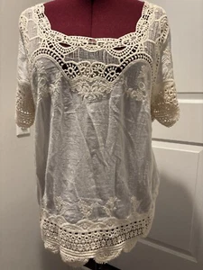 NWT Solitaire Crochet Trim Top, XL - Picture 1 of 9