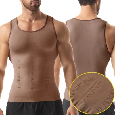 Mens Body Shaper Slimming Shirt Compression Vest Elastic Slim Shapewear Tank Top - Image 1 of 4