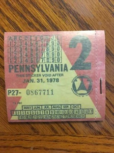 Ein 1977 1978 Pennsylvania Inspektionsaufkleber PA Öl, Gas, KFZ - Bild 1 von 4