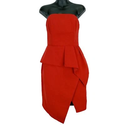 Vestido Adelyn Rae Nuevo con Etiquetas Samantha XS Rojo Cóctel Fiesta Dobladillo Asimétrico Sin Tirantes Foto 1 de 4