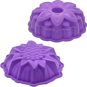 Silicone Cake Mold For Baking Flower Fluted Cake Pan 8 Inch Cake Mold Sunflower - Picture 1 of 6