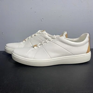NEW ECCO Soft Classic C1 Men's 13 Sneaker White Leather Lace Up Shoes - Picture 1 of 10
