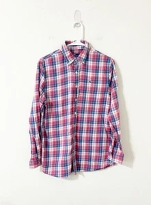 Vineyard Vines Boy’s Linen Blend Red White Blue Plaid Button Down Whale Shirt XL - Picture 1 of 11