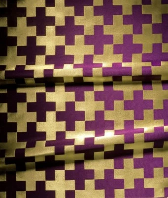 Greek Christian Orthodox Liturgical Brocade Church Fabric Classic Cross Pattern - Image 1 of 4