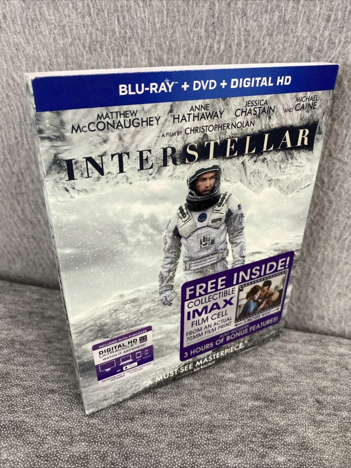 Interstellar Blu-Ray + DVD + DIGITAL*  Slipcover w/ IMAX 70mm Cell LIKE NEW  ✅ Foto 1 de 4
