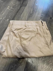 Nike Golf Pants Men's  Size 46 Waist Pleated Front Khaki Tan  Nike Logo - Picture 1 of 8