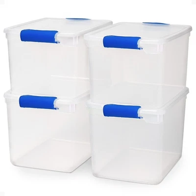 Homz 31 Qt Heavy Duty Clear Plastic Stackable Storage Containers, 4PK(Open Box) - Image 1 of 4