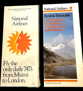 (2) Vintage National Airlines 1970's System Timetables & Flight Schedules - Picture 1 of 9