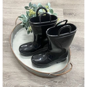 Boutique Black Children's Rain Boots Size 4 Youth-Puddle Jumping-Spring Time - Picture 1 of 2