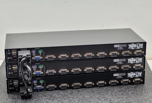 Lot de 3x Tripp Lite B042-008 Commutateur KVM monté en rack USB PS2 8 ports - Photo 1/14