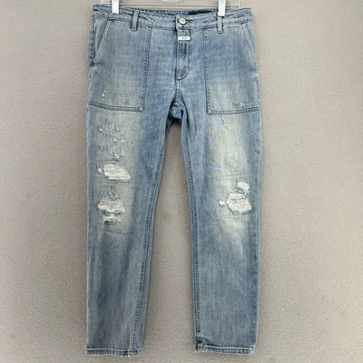 Jeans de mezclilla Bonnie desgastados lavado claro CERRADOS TALLA 29 32x25 hechos en Italia grunge Foto 1 de 4