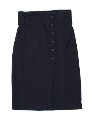 BENETTON Womens Wrap Skirt UK 12 Medium W30 Navy Blue Cotton BV05 - Image 1 of 4