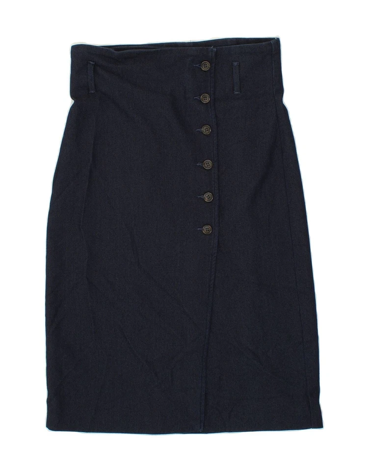 BENETTON Womens Wrap Skirt UK 12 Medium W30 Navy Blue Cotton BV05 - Image 1 of 4