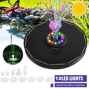 Solar Panel Powered Fountain Water Feature Pump 12 LED Garden Pool Pond Aquarium - Picture 1 of 15