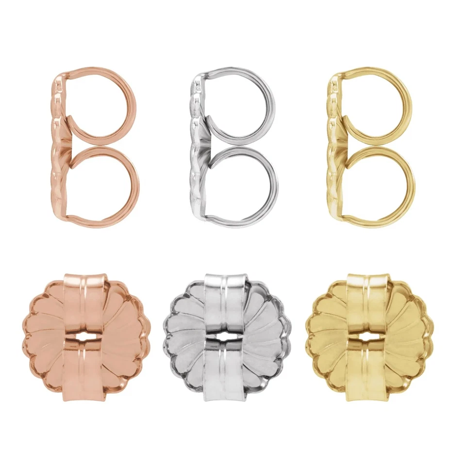 Pendiente trasero de fricción de peso medio de oro 14K platino o plata 8 mm Foto 1 de 1