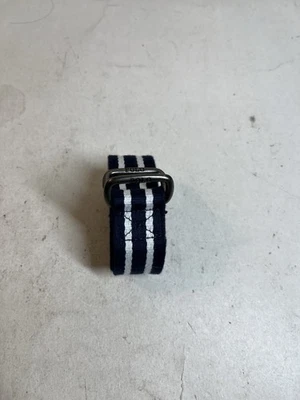 Cinto juvenil listrado fita gorgorão Polo Ralph Lauren azul marinho branco anel D 34 - Imagem 1 de 4