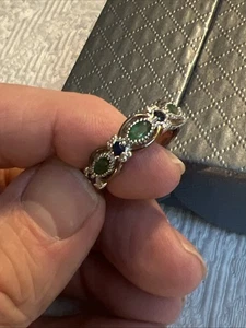 Anillo Gems En Vogue Michael Valitutti 925 piedras preciosas verdes y azules talla 10 #JF9 - Imagen 1 de 6