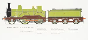 W. FENTON (20.Jhd), Lokomotive North Eastern Railway, 1958, Farblithographie - Picture 1 of 5