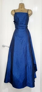 ROMAN size 16 Navy Glossy Formal Prom Dress Ball Gown Flare Princess Beaded VGC - Picture 1 of 8