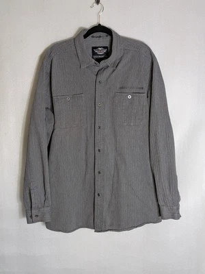 Harley Davidson Hombre Manga Larga Metal Botón Bordado Gris Mecánico Talla 2X Foto 1 de 4