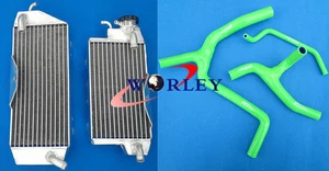 Aluminum Radiator & Green hose for 2010-2015 KAWASAKI KXF450 KX450F 11 12 13 14 - Foto 1 di 7
