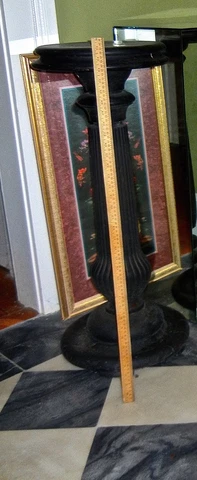 Pedestal Stand Ridged Base Dark Wood Turned Vintage Cover