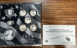 2014 US Mint Limited Edition Silver Proof Set 8 Coins with Box COA - Picture 1 of 3