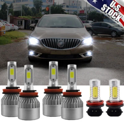 For Buick Verano 2012-2017 6x LED Headlight High+Low beam+Fog light Bulbs White - Image 1 of 4