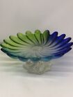 Walther Cristal Colourful Glassware Foted Bowl Fruit/Cake stand, German 1980s