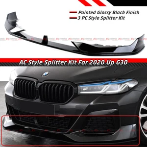 For 21-23 BMW G30 530i 540i M550i M Sport LCI AC Style Glossy Front Lip Splitter - Picture 1 of 6