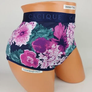 LANE BRYANT CACIQUE PLUS COTTON FULL BRIEF 18/20 PANTY BLUE PINK GREEN FLORAL - Picture 1 of 6
