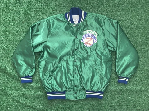 DENVER ZEPHYRS Satin Baseball Jacket VTG 70s Minor League Shaffer USA rare sz XL Cover