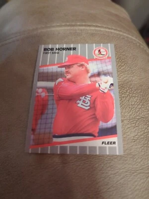1989 Fleer St. Louis Cardinals Baseball Card #452 Bob Horner - Image 1 of 2