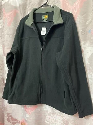 BASS PRO SHOPS 男式大号黑色全拉链夹克口袋抓绒户外全新带标签 — 第 1/4 张图片