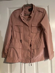 Love Tree Women Large Orange Military Utility Jacket Chore Pocket Zip Button nwt - Picture 1 of 6