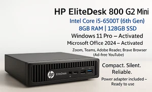 HP EliteDesk 800 G2 Mini i5-6500T 8GB RAM 128GB SSD Win11Pro + Office 2024 - Afbeelding 1 van 5