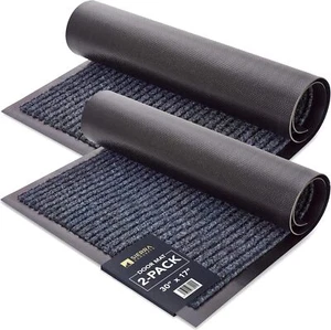 2-Pack Gray Indoor Outdoor Welcome Doormat, Low Profile 30x17 inches - Picture 1 of 7