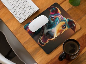 Multi Coloured Abstract Greyhound Non Slip Mouse Mat / Mouse Pad - Picture 1 of 1