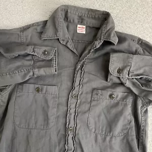 Vintage 40's 50's Sanforized Work Shirt Mens Small 14.5 Gray Button Up USA True - Picture 1 of 13